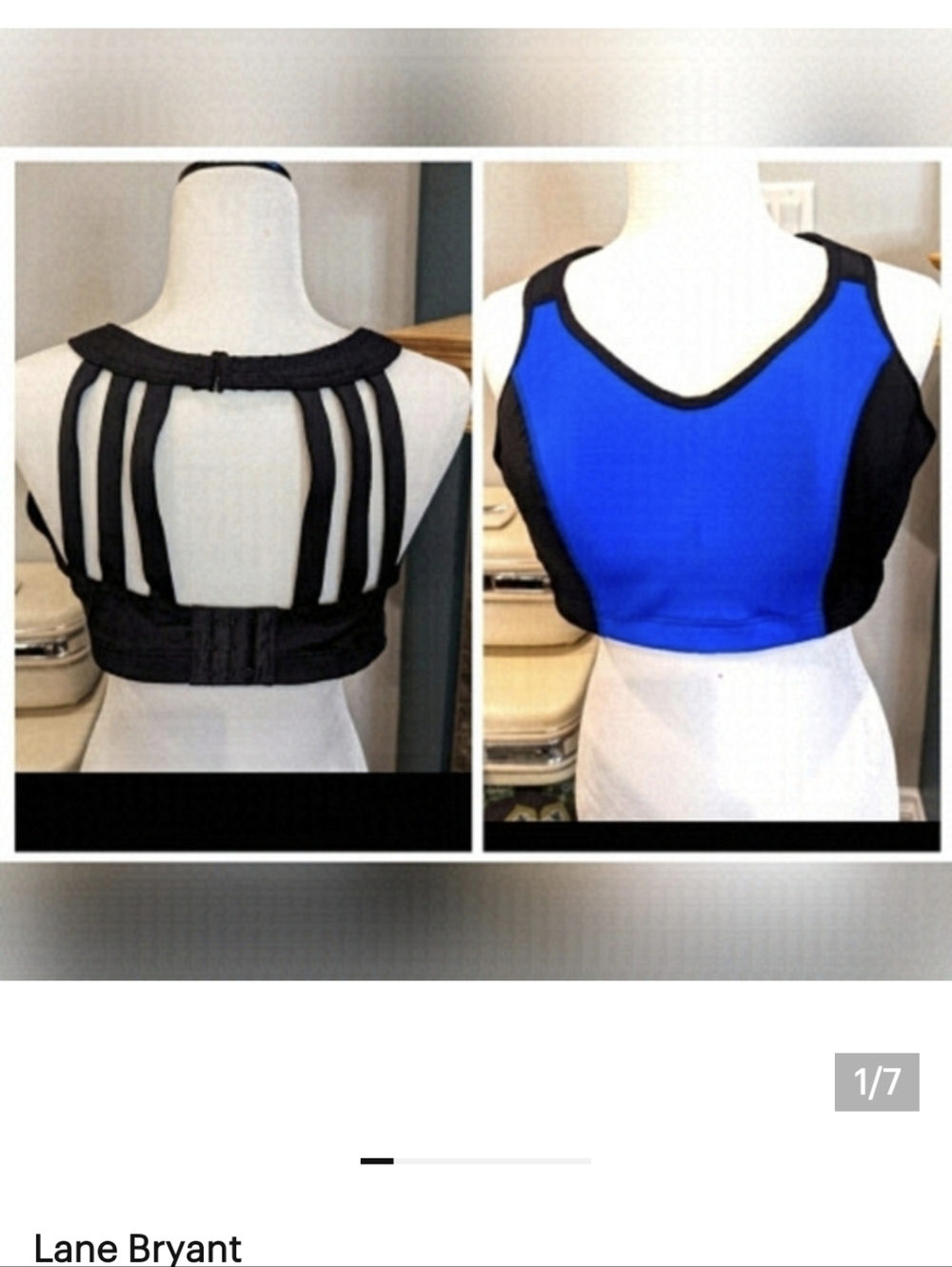 LANE Bryant sports bra Livi Active strappy blue & black molded cups 42 C